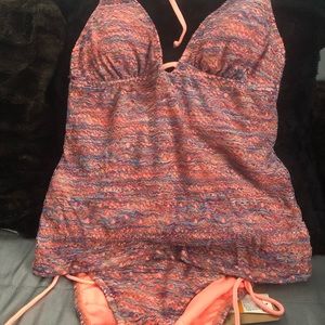 HobieTwo piece crochet knit swimsuit
